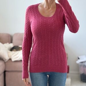 100% cashmere express long cozy Cable Knit Sweater - Pink size large small